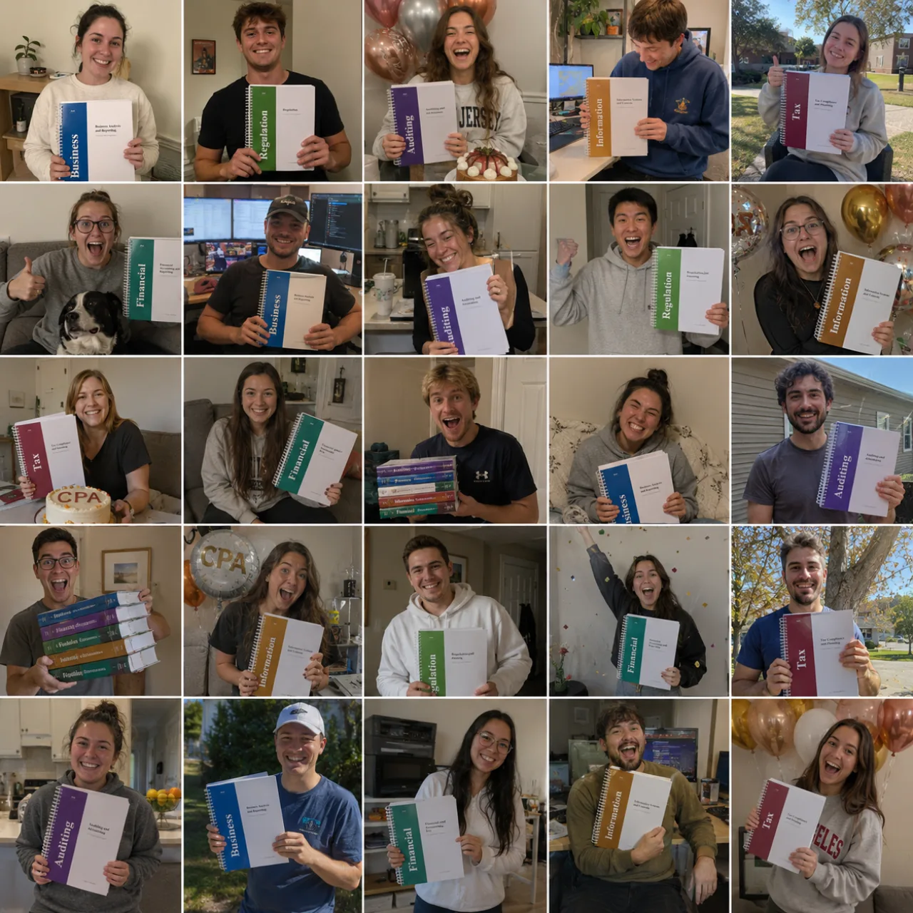 CPA candidates with their study books